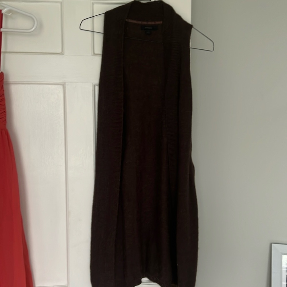 Express sleeveless tie long sweater. Size small. Brown.